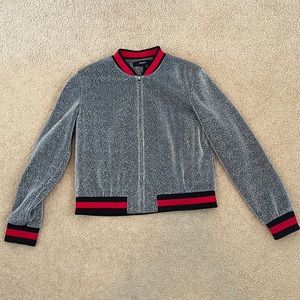 Forever 21 bomber jacket zip up metallic sliver size L